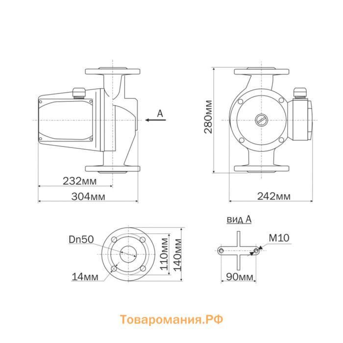 Насос циркуляционный Aquario AC 14-14-50F 5141, 1300 Вт, 466 л/мин, напор 16 м, чугун