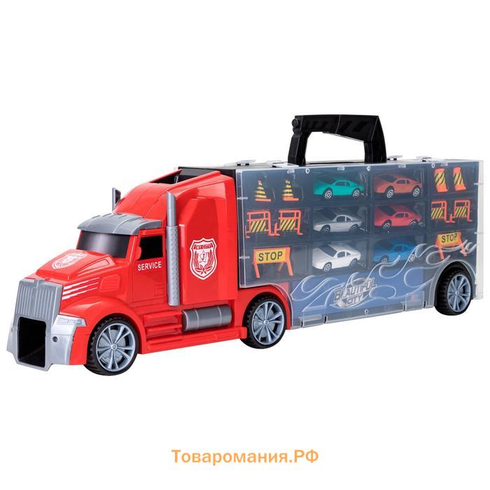 Автовоз кейс Givito «Мой город», с машинками, с тоннелем, цвет красный, 54 см
