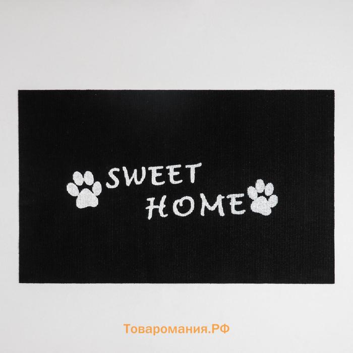 Коврик придверный Sweet home, 50×80 см, влаговпитывающий, светящийся в темноте, цвет чёрный