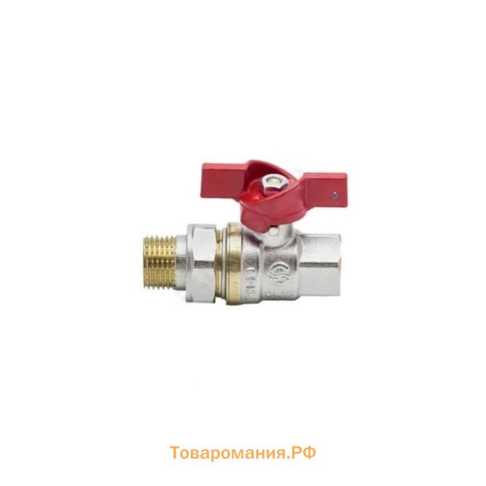 Кран шаровой Aquasfera Euro 1007-03, 1", PN 25, с американкой, бабочка, никелированный