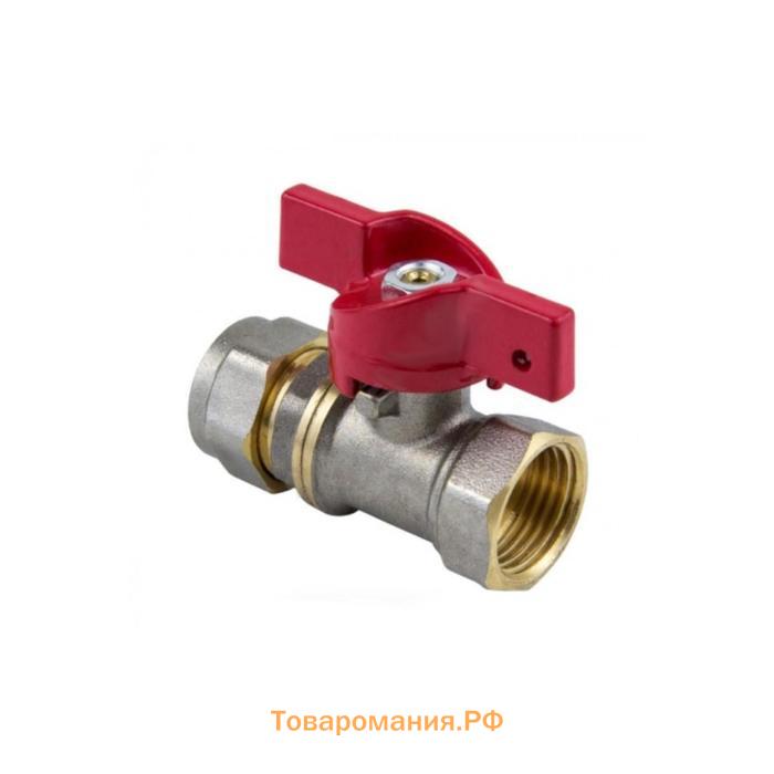 Кран шаровой Aquasfera Euro 1016-01, d=16 мм x 1/2", PN 16, внутр. резьба, обжимной, бабочка