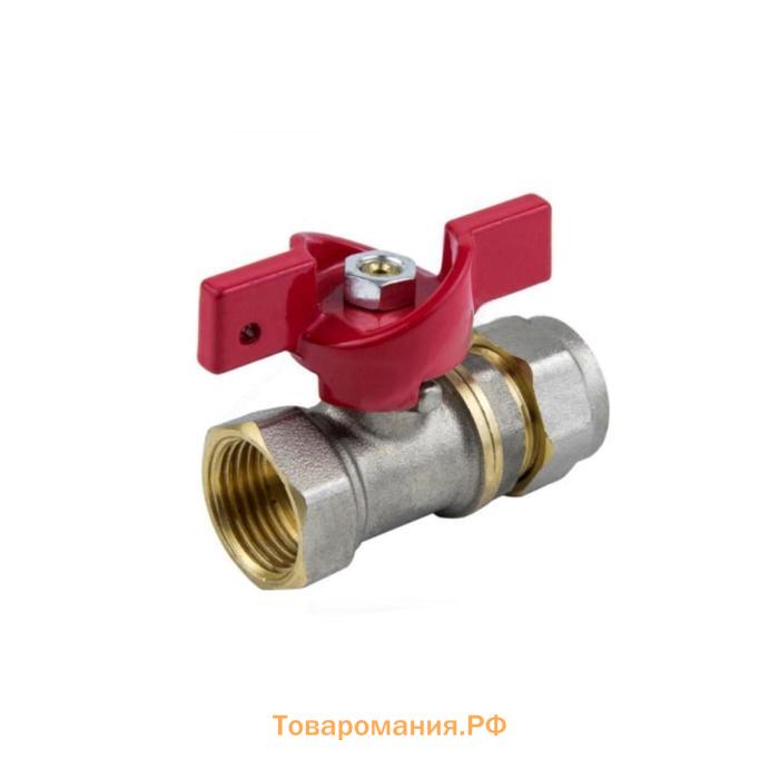 Кран шаровой Aquasfera Euro 1016-01, d=16 мм x 1/2", PN 16, внутр. резьба, обжимной, бабочка