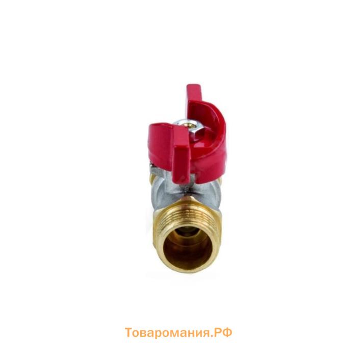 Кран шаровой Aquasfera Euro 1017-01, d=16 мм x 1/2", PN 16, наруж. резьба, обжимной, бабочка