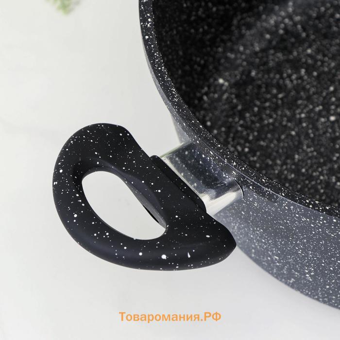 Кастрюля  «Элит», 4 л, d=26 см, h=11 см, антипригарное покрытие, литой алюминий, чёрная