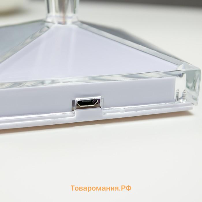 Настольная лампа 16862/1PR LED 0.8Вт 4000К USB АКБ прозрачный 12х12х26 см RISALUX