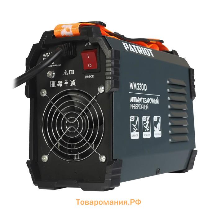 Аппарат сварочный инверторный Patriot WM230D, 220 В, 10.7 кВт, 20-230 А, электроды 1.6-5 мм