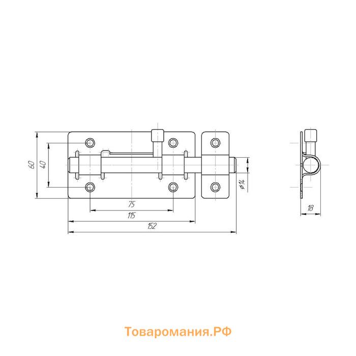 Засов "Киров" Секрет ЗД-01, круглый, цвет античная бронза