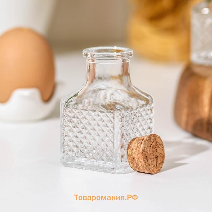 Набор баночек для специй с пробковой крышкой  «Парфе», 50 мл, 4.5×4.5×6.8 см, 12 шт., стекло