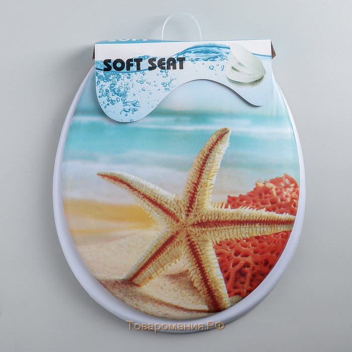 Сиденье для унитаза с крышкой «Пляж со звездой», 40×37 см, мягкое