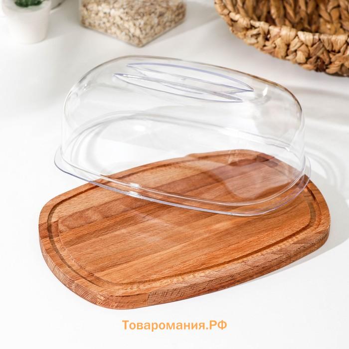 Контейнер для продуктов Rosemary, 27×18,5×10 см, пластик, деревянное дно