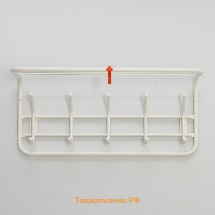 Вешалка настенная с полкой, 60×22×26.5 см, белая