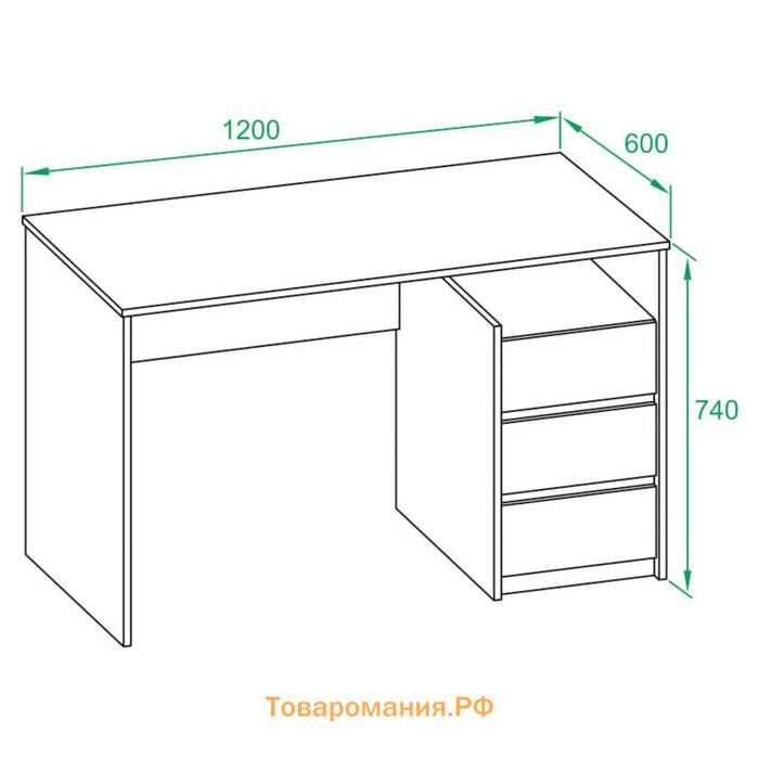 Письменный стол «СПм 21», 1200 × 600 × 740 мм, цвет бетон / белый