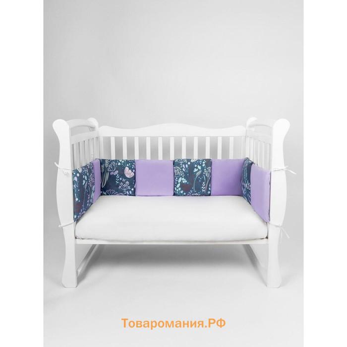 Бортик в кроватку 12 предметов AmaroBaby Flower dreams, фиолетовый