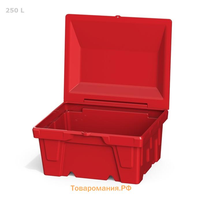 Ящик с крышкой, 500 л, для песка, соли, реагентов, цвет красный