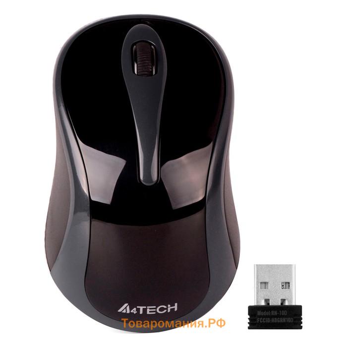 Мышь A4Tech V-Track G3-280A, беспроводная, оптическая, 1000 dpi, USB, чёрная