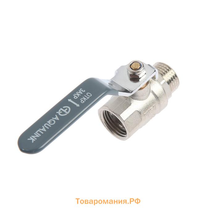 Кран шаровой AQUALINK, PN 50, внутренняя/наружная резьба 1/2", рычаг, никелированный