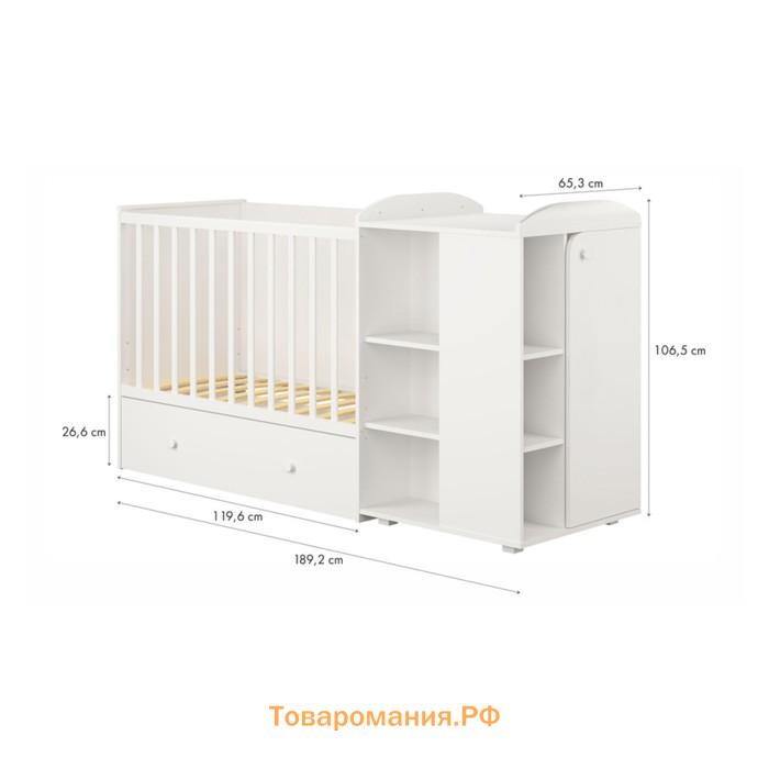 Кровать детская Polini kids French 900, Amis, с комодом, цвет белый