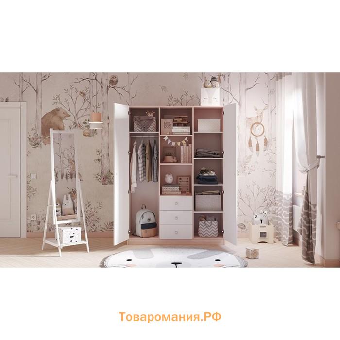 Шкаф трехсекционный Polini kids Simple, 1346х516х1900 мм, дуб пастельный-белый