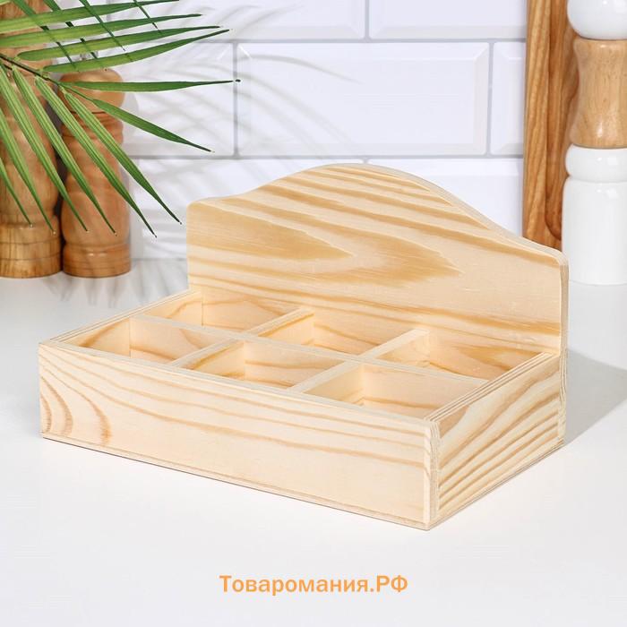 Подставка для чайных пакетиков, 6 отсеков, заготовка для творчества, 23.5×14×5 см