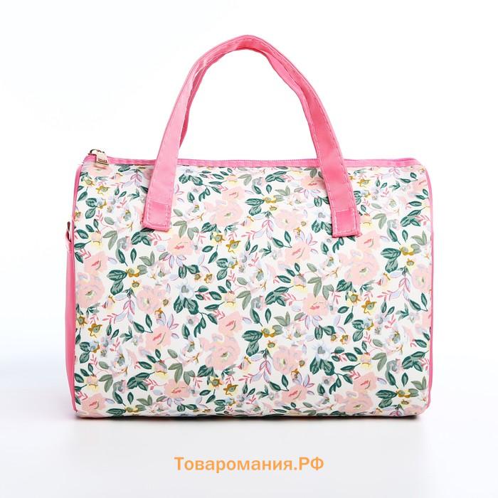 Косметичка-сумка на молнии, большая, с принтом, розовая
