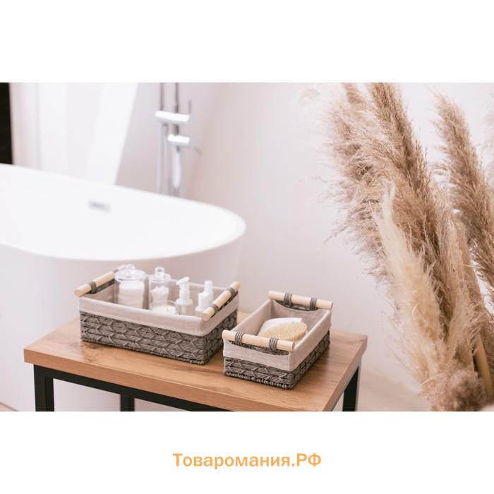 Корзины для хранения LaDо́m, 2 шт., ручное плетение, с ручками, серые