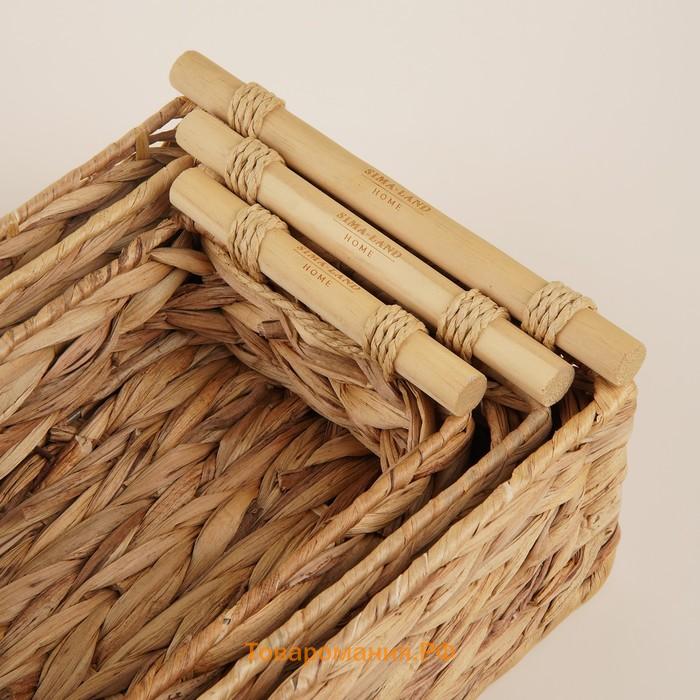 Корзины для хранения SL Home, плетёные, ручной работы, 3 шт., 27×16×9 см, 31×20×12 см, 35×24×13 см