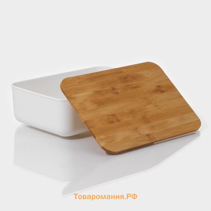 Контейнер для хранения с крышкой LaDо́m «Натурэль», 3.8 л, 25.5×17.5×8.5 см, пластик, белый