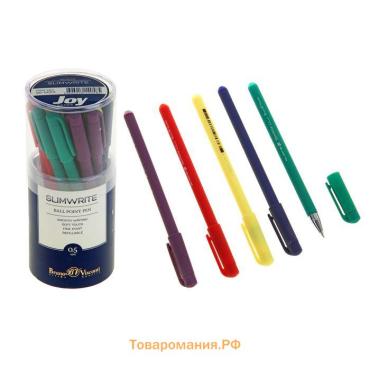 Ручка шариковая SlimWrite. JOY, узел 0.5 мм, синие чернила, матовый корпус Silk Touch, МИКС