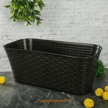 Ящик для цветов балконный «Ротанг», 7.5 л, 38.5×18×16 см, пластик, коричневый