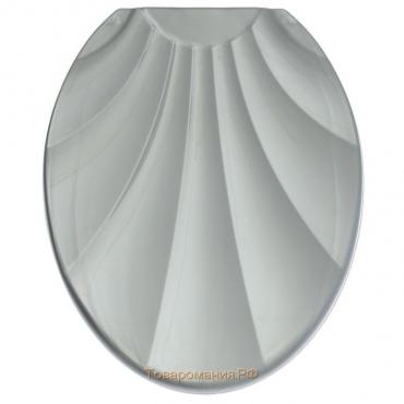 Сиденье для унитаза с крышкой «Ракушка», 44,5×37 см, цвет серебристый перламутр