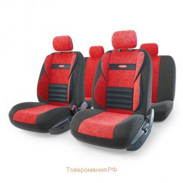 Авточехлы универcальные AUTOPROFI COMFORT COMBO, CMB-1105 BK/RD (M), мультиконтурные, формованный велюр, набор из 11 предметов, цвет чёрный/красный