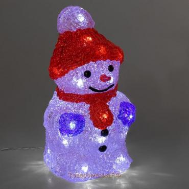 Светодиодная фигура «Снеговик» 11 × 22 × 11 см, акрил, 24 LED, батарейки ААх2 (не в комплекте), свечение белое
