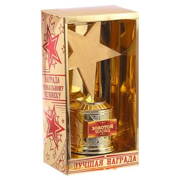 Кубок наградная фигура, звезда литая «Золотой человек» золото, пластик, 16×8.5×6 см