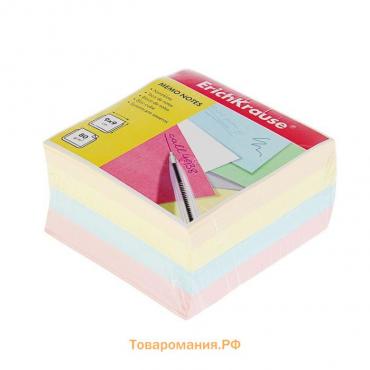 Блок бумаги для записей ErichKrause, 9 x 9 x 5 cм, плотность 80 г/м2, люкс, цветной