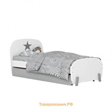 Кровать детская Polini kids Mirum 1915 c ящиком, цвет белый с серым