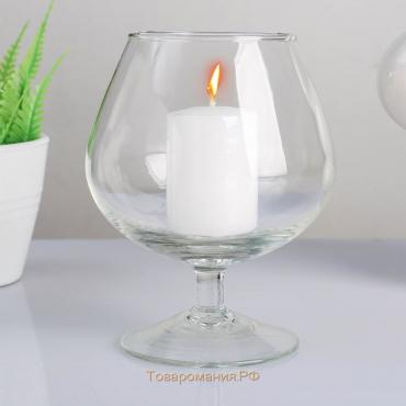 Ваза-подсвечник "Бренди" с белой свечой, 11,5×13,8 см, 9 ч, стекло