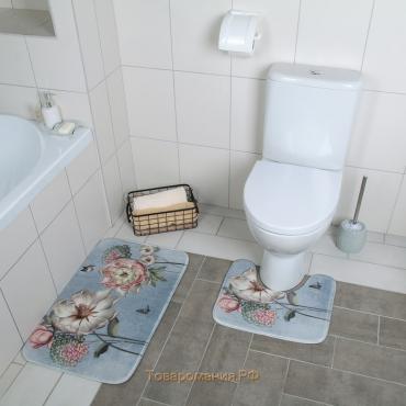 Набор ковриков для ванной и туалета «Весна», 2 шт, 40×45 см, 45×75 см