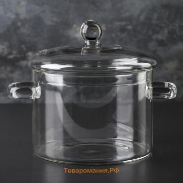 Кастрюля Magistro «Лия», 1.450 л, 16.5×16 см, жаропрочное стекло, прозрачная