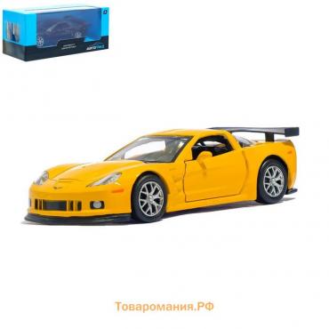 Машина металлическая CHEVROLET CORVETTE C6-R, 1:32, открываются двери, инерция, цвет жёлтый