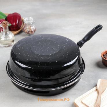 Сковорода-гриль Healthy grill, d=33 см, эмалированное покрытие, чёрная