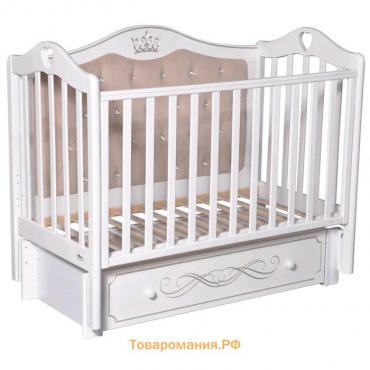 Детская кровать Domenica Elegance Premium, мягкая стенка, маятник, ящик, цвет белый