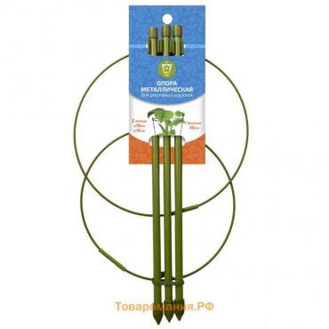 Опора для растений, 2 кольца, h = 30 см, d = 18 см, металл