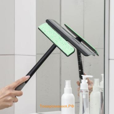 Щётка для окон  «Элит», целлюлозная губка 21×4 см, поворотный силиконовый водосгон 27.5, 28×34×6 см, МИКС