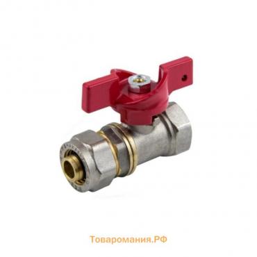 Кран шаровой Aquasfera Euro 1016-01, d=16 мм x 1/2", PN 16, внутр. резьба, обжимной, бабочка