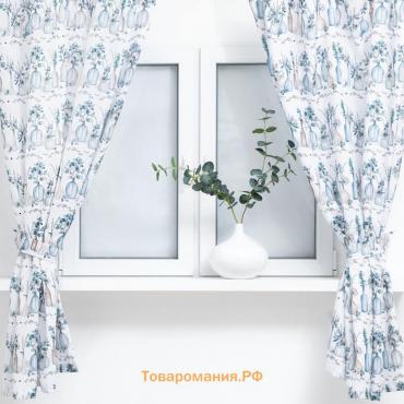 Комплект штор для кухни с подхватами Flower mood 145х180см-2 шт., 100% п/э