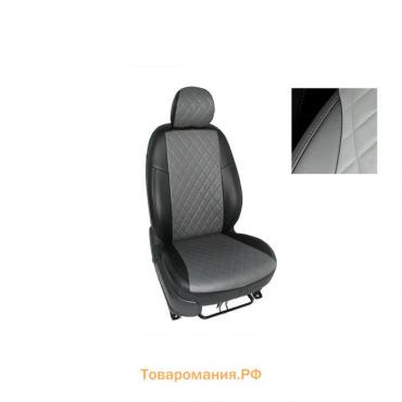 Авточехлы для Daewoo Nexia с подголовниками, 2003-н.в, Ромб, серые , экокожа, набор