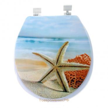 Сиденье для унитаза с крышкой «Пляж со звездой», 40×37 см, мягкое