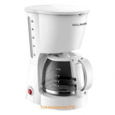 Кофеварка WILLMARK WCM-1350D, капельная, 900 Вт, 1.2 л, белая