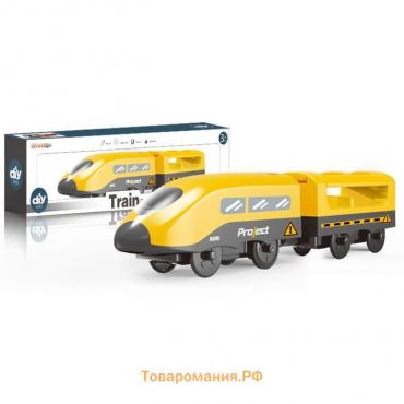 Поезд игрушка «Мой город», 2 предмета, на батарейках, жёлтый