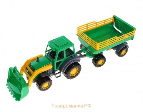 Трактор с прицепом №2 и ковшом «Мастер», цвета МИКС